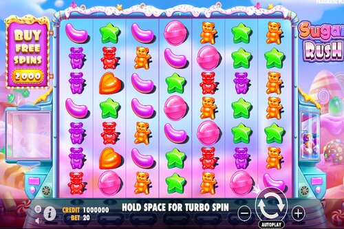 This is a screenshot of the base game of the Sugar Rush online slot