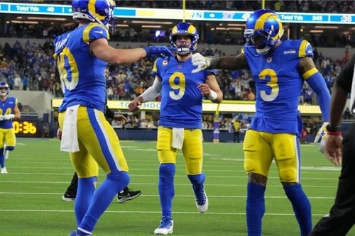 A photo of some of the LA Rams players celebrating