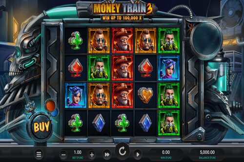 This is a screenshot of  the Money Train slot base game 