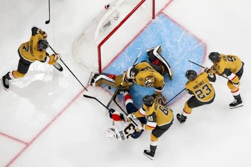 This is a picture of the Panthers against the Knights for the Stanley Cup final game 2 article