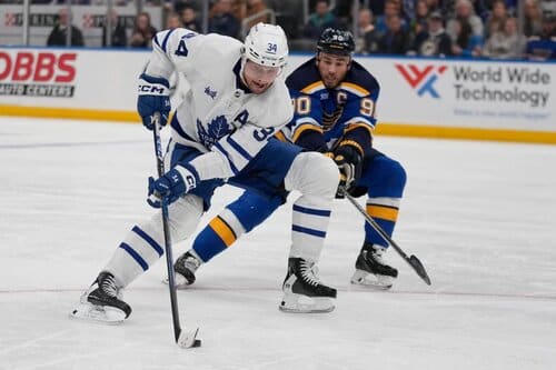 This is a picture of the St. Louis Blues vs Toronto Maple Leafs for the NHL Picks article preview