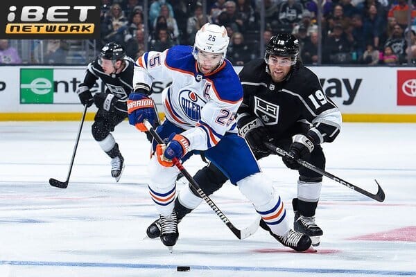 This is a picture of the Oilers against the Kings for the NHL Picks article preview