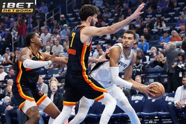 This is a picture of the Spurs against the Thunder for the NBA Picks article preview