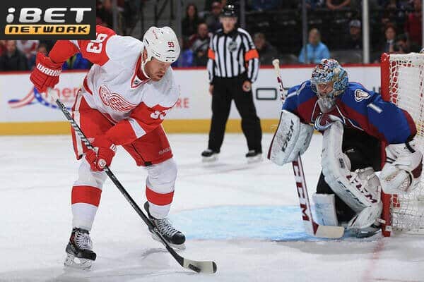 This is a picture of the Wings against the Avalanche for the NHL Picks article