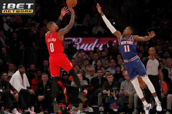 This is a picture of the Blazers against the Knicks for the NBA picks article preview