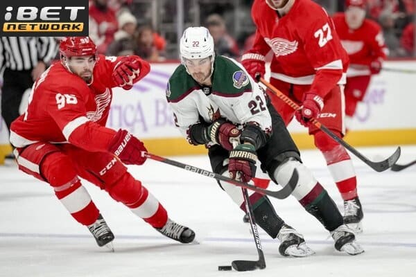 This is a picture of the Wings against the Coyotes for the NHL Picks article