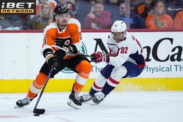 This is a picture of the Capitals against the Flyers for the NHL Picks article