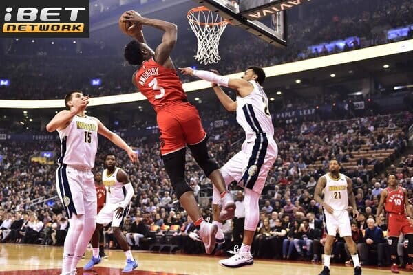 This is a picture of the Raptors against the Nuggets for the NBA picks