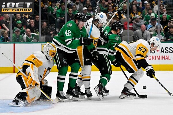 This is a picture of the Stars against the Penguins for the NHL Picks article