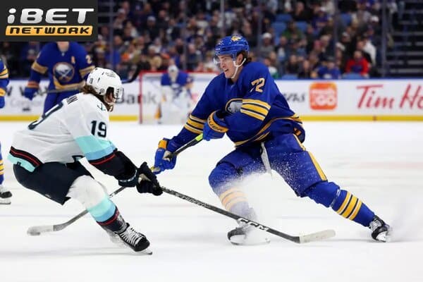 This is a picture of the Kraken against the Sabres for the NHL Picks article