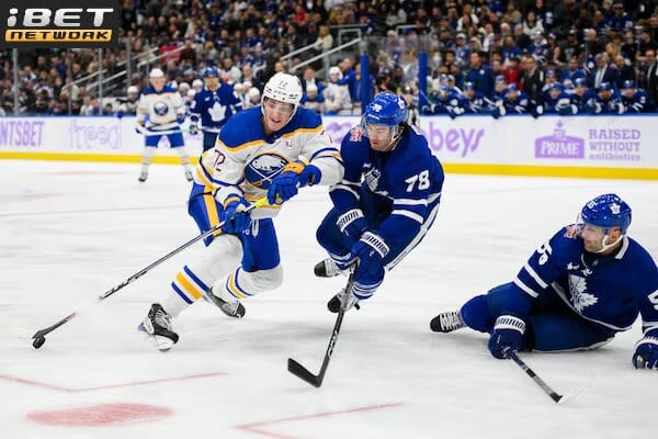 This is a picture of the Sabres against the Leafs for the NHL Picks article preview