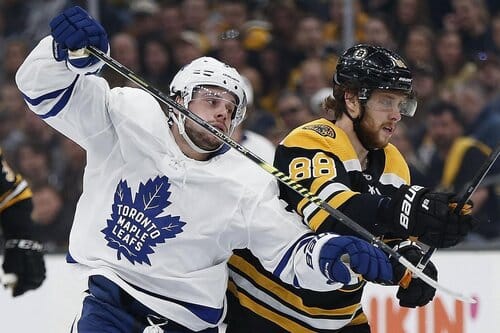 This is a picture of the Toronto Maple Leafs vs Boston Bruins for the NHL Playoff picks article preview