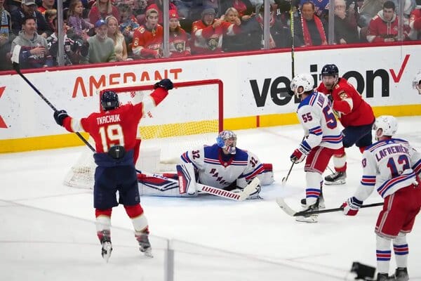 This is a picture of the Panthers against the Rangers for the NHL Conference Finals preview