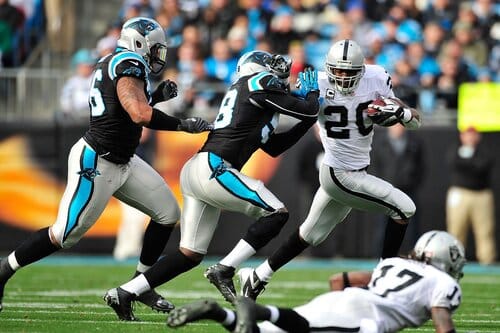 This is a picture of the Panthers against the Raiders for the NFL Picks week 3 article preview