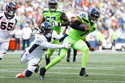 This is a picture of the Broncos against the Seahawks for the NFL Picks week 1 article 